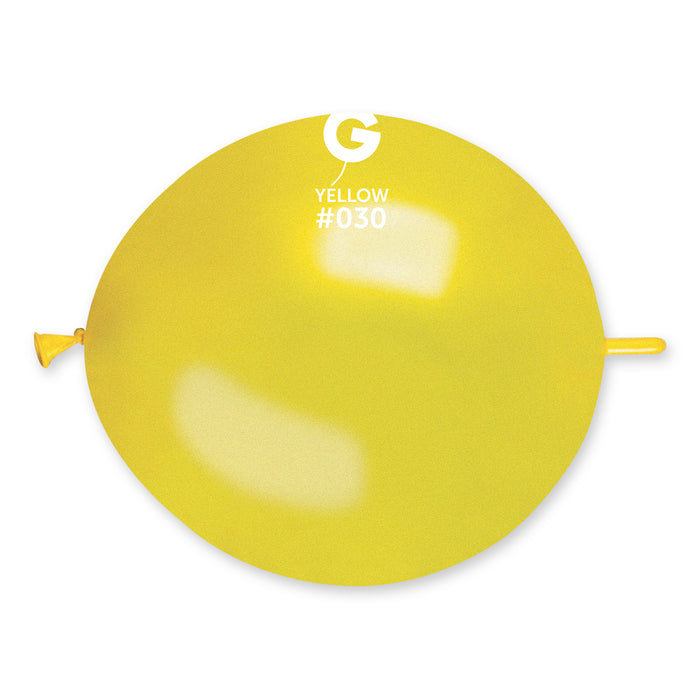 13" Latex Balloon. Link Balloon - Metallic Yellow - 50pcs