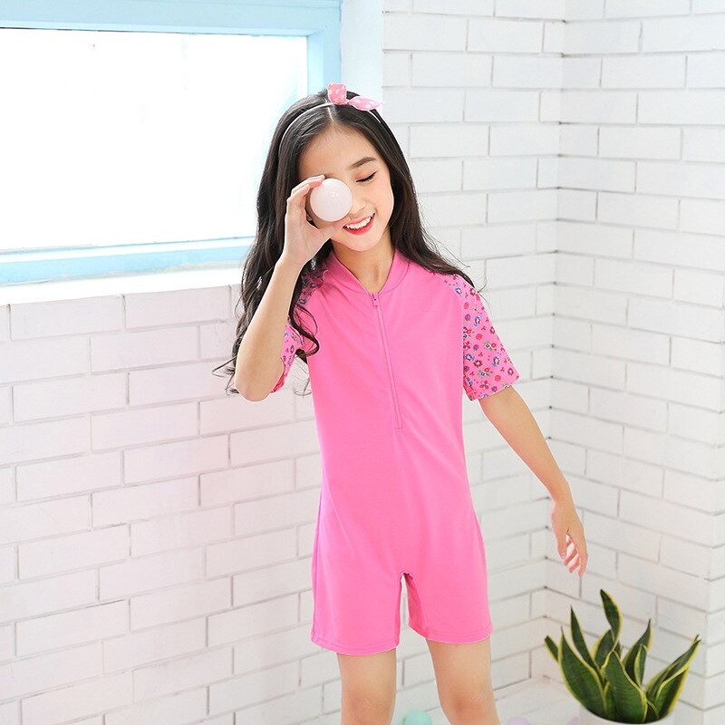 Girls Swimsuits Kids Summer Sunblock Quick Dry Zipper One Piece Swimsu Geggoo Com