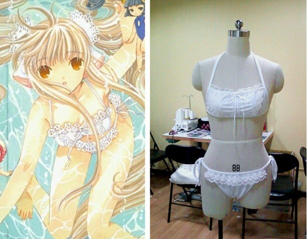 Chobits Heroine Chii Eruda Anime Bikini Cosplay Costume White Swimsuit Geggoo Com