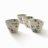 Art et Argile - Porcelain Triangular Tea or Espresso Cups - Floral Collection - Set of 4