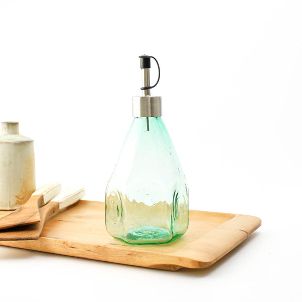 Handblown Glass Olive Oil Pourer, Olive oil dispenser, Oil and vinegar  bottles