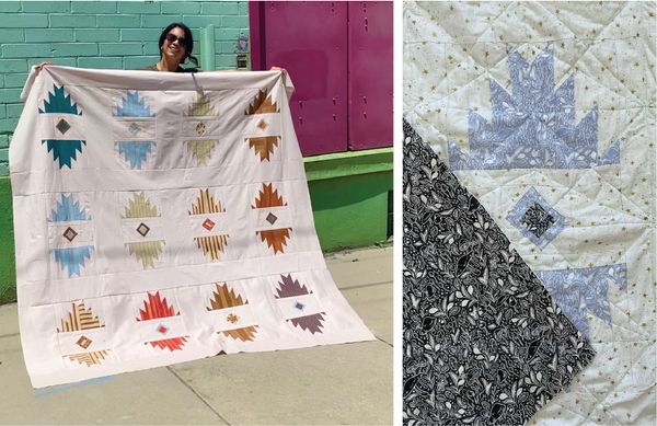 Tester quilts with directional prints, from Mija Handmade and Porcupine Sews Threads