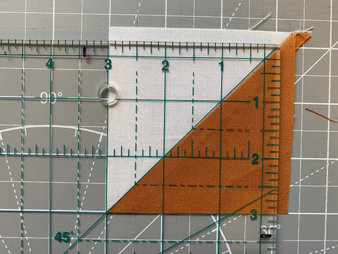 Trimming Half Square Triangles (HSTs) with Slotted Trimmer Ruler 