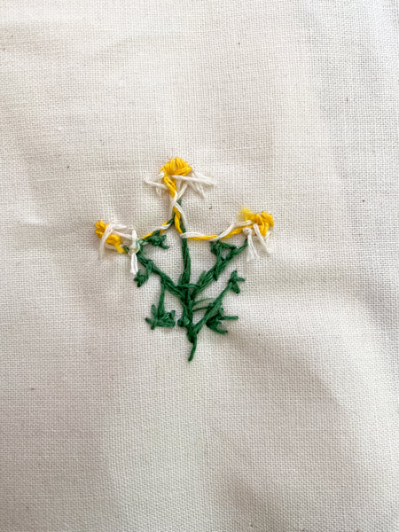 chamomile embroidery - reverse