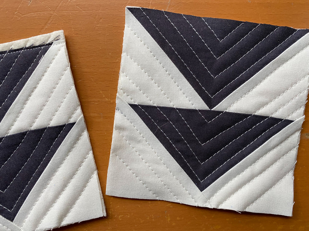 trimmed quilt block coasters