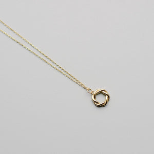 GOLD RING NECKLACE - Twisted Ring - 14K Gold Plated
