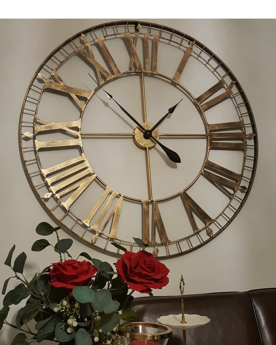 Extra Large Skeleton Wall Clocks 88cm Metal Rustic Gold Mmm Home Decor