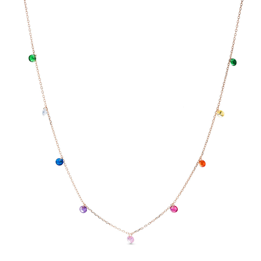 Luxenter Rolcon Necklace | Silver necklace With Multi-Coloured Stones | 