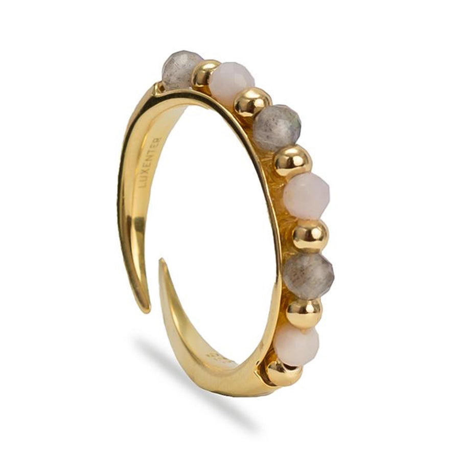 Luxenter Hylham Ring | Gold Plated Ring With Pal Pink Stones | 