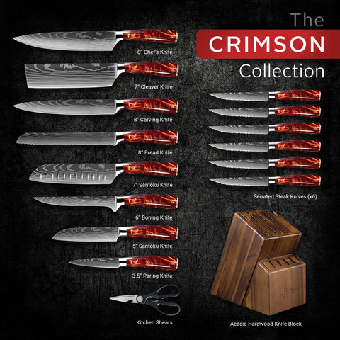 Crimson Collection - Premium Japanese Kitchen Knife Set with Damascu –  Senken Knives