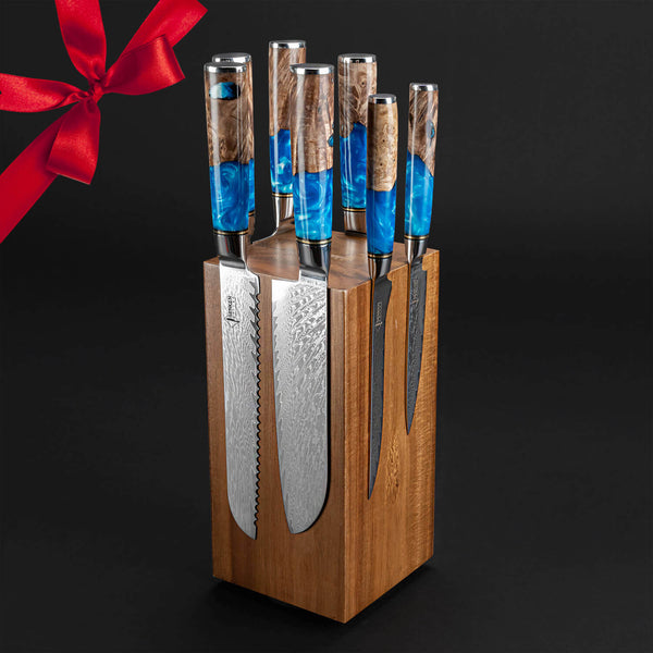 Senken Knives Acacia Magnetic Knife Block