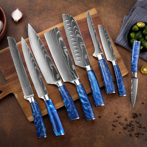 Cerulean Chef Knife Set Kitchen Lifestyle Product Image