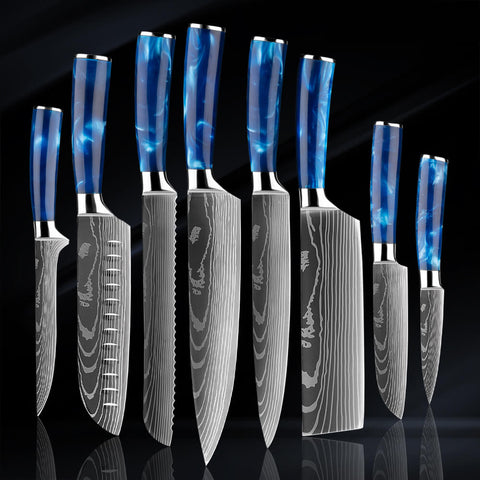 $150 Budget Knife Set Blue Resin Handle