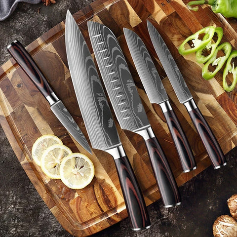 Senken Knives Imperial Collection 5 Piece on Cutting Board