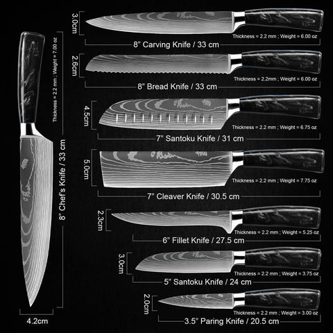 Imperial Collection - Premium Japanese Kitchen Knife Set with Damascus  Pattern