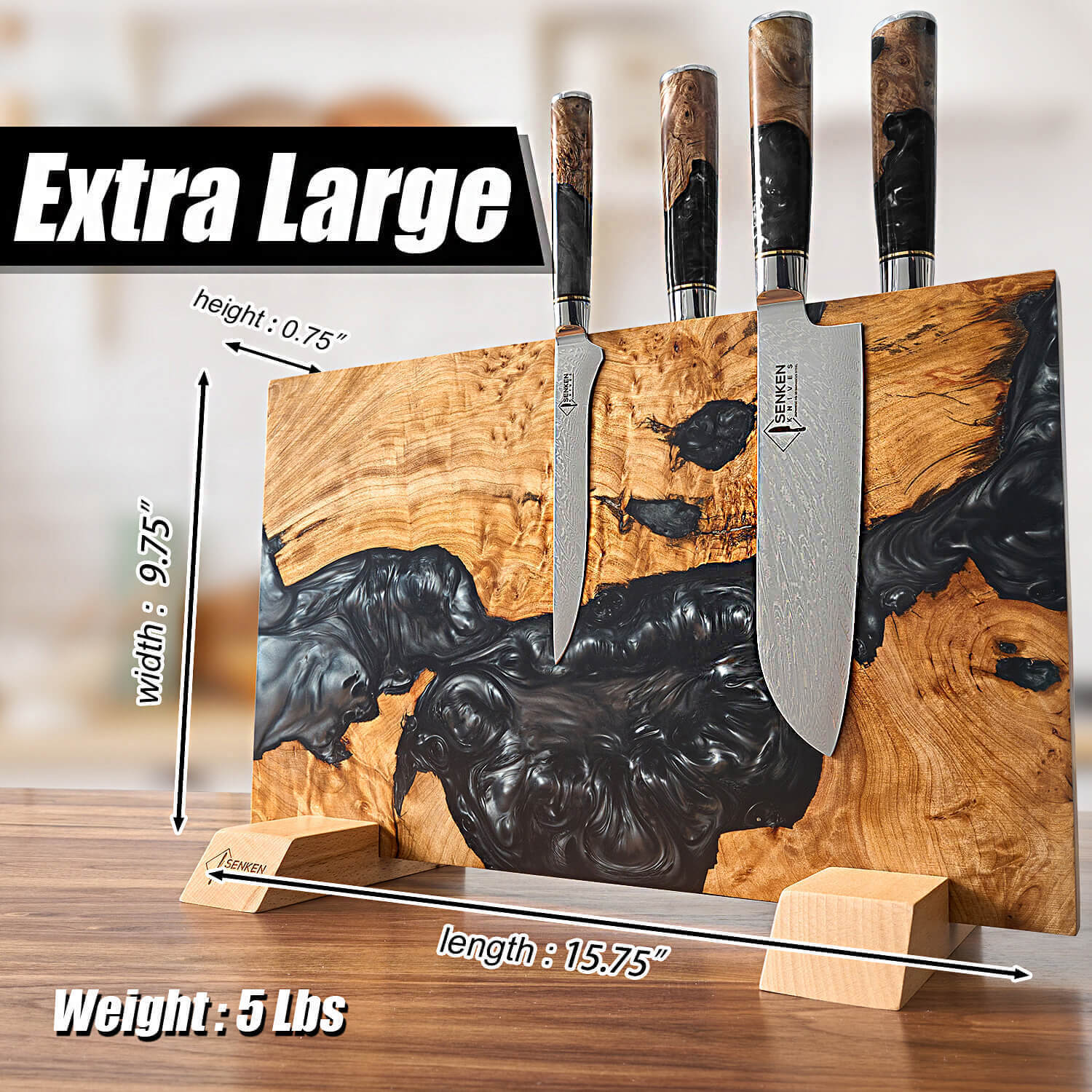 Onyx Magnetic Knife Block Black Resin Senken Knives Extra Large Product Image 2