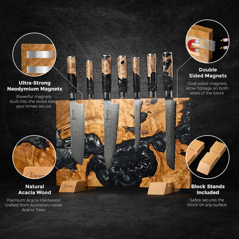 Onyx Magnetic Knife Block Black Resin Senken Knives Extra Large Product Image 1