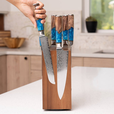 Acacia Hardwood Rotating Magnetic Knife Block Gift Set – Senken Knives