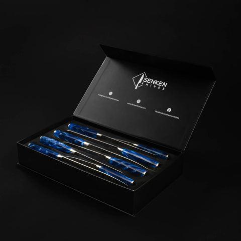 Senken Knives Blue Resin Knife Set Luxury Gift Box Product Image