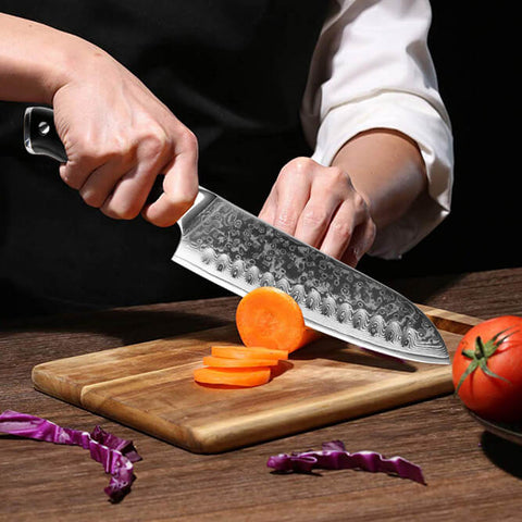 Senken Knives Shogun Japanese Damasucus Steel Santoku Knife Product Image 1