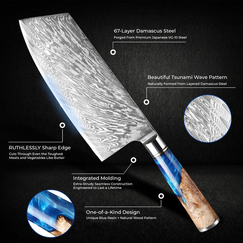 Tsunami Damascus Cleaver Knife Product Image 2