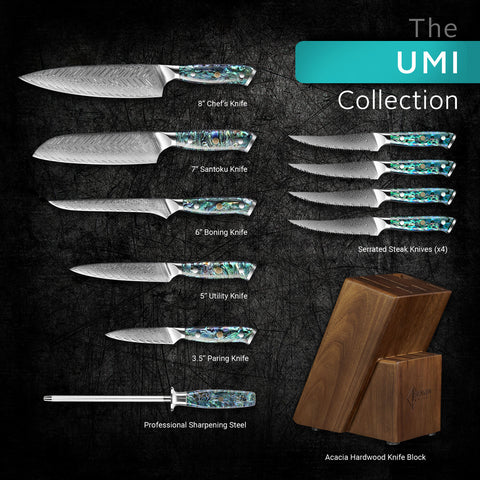 Umi Abalone Damascus Knife Block Set Product Image 2