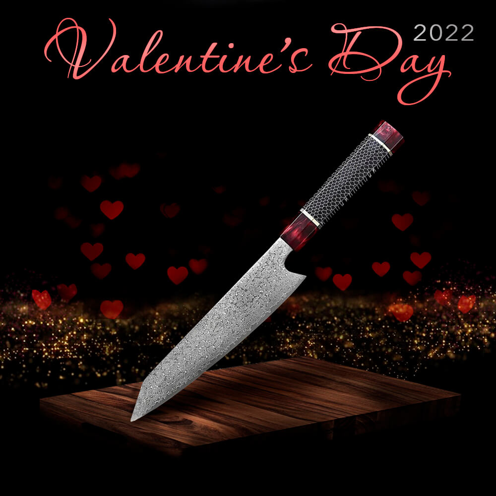 Damascus Chefs Knife Valentine's Day Gift