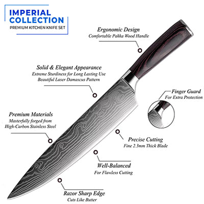 Imperial Blue Steak Knife Set - High Carbon Steel & Damascus Pattern –  Senken Knives