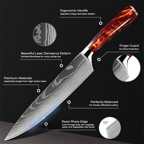 Crimson Red Chef Knife Infographic