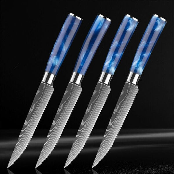 CHUYIREN Blue Knife Set of 6, Blue Kitchen Knives Sets with Block, Knives  set for kitchen, Camping, RV, Dorm, Picnicking, BBQ Dining Products