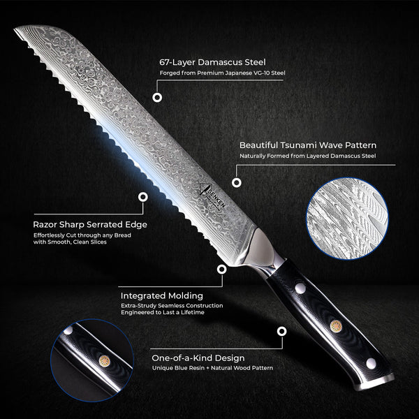 SHAN ZU Damascus Steel Knife 8 Inch VG10 67 Layer Kitchen chef