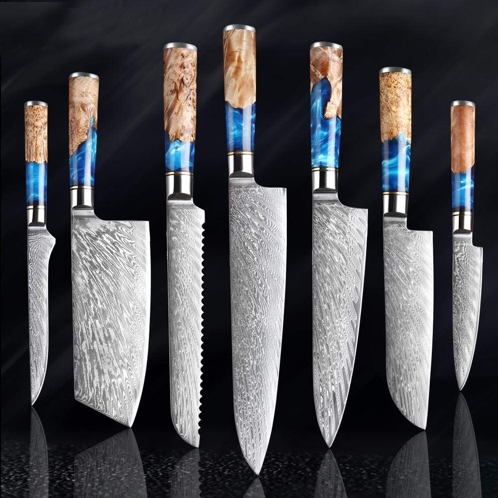 Tsunami Collection Japanese Damascus Steel Knife Set Senken Knives Entire Collection 7 Knives 552639 ?v=1616966818