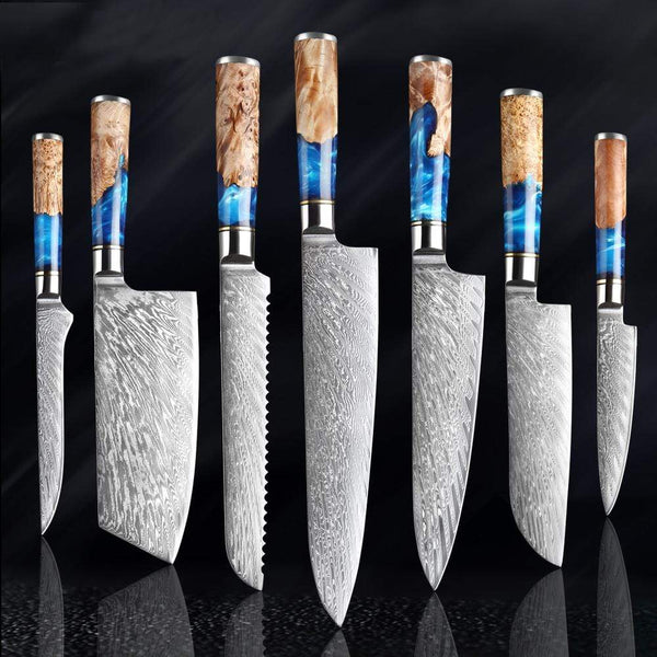 Steak Knives, 6-pcs, Super-Sharp 5” Damascus Steak Knife, Highly Resistant  and Durable, Rust-Resistant Japanese VG10 Steel, Olive Wood Handle,  Non-Serrated Steaks Knives in Gift Box 