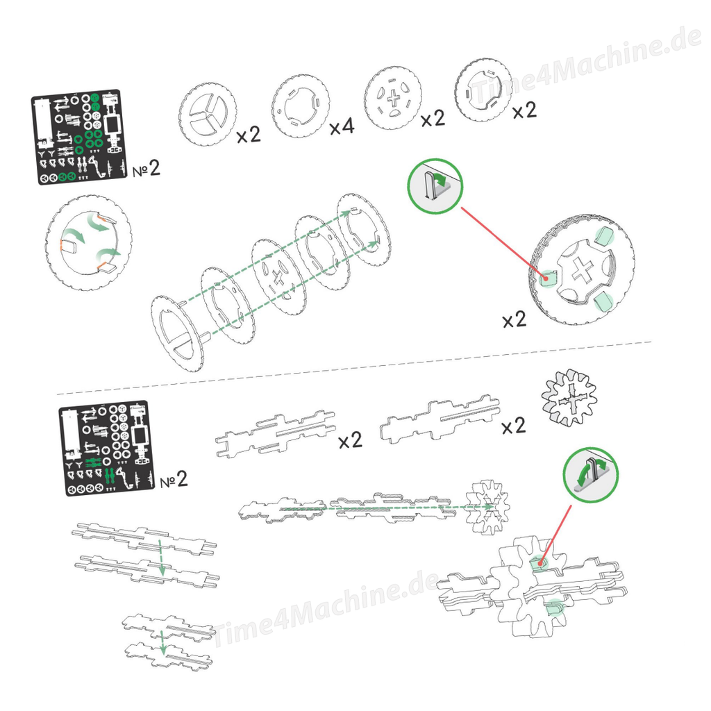 Anleitung zum Zusammenbau von Metallmodellen Time for Machine Cute Double Decker