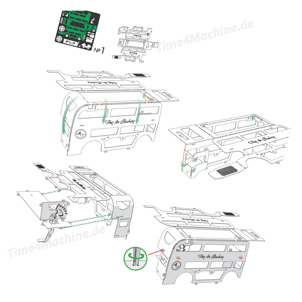 Technik Bausatz Time for Machine Metallbus Modell Montageanleitung