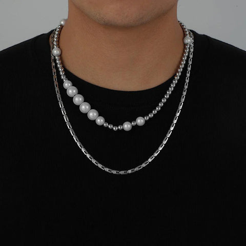 COLLIER DE PERLES EN ACIER INOXYDABLE