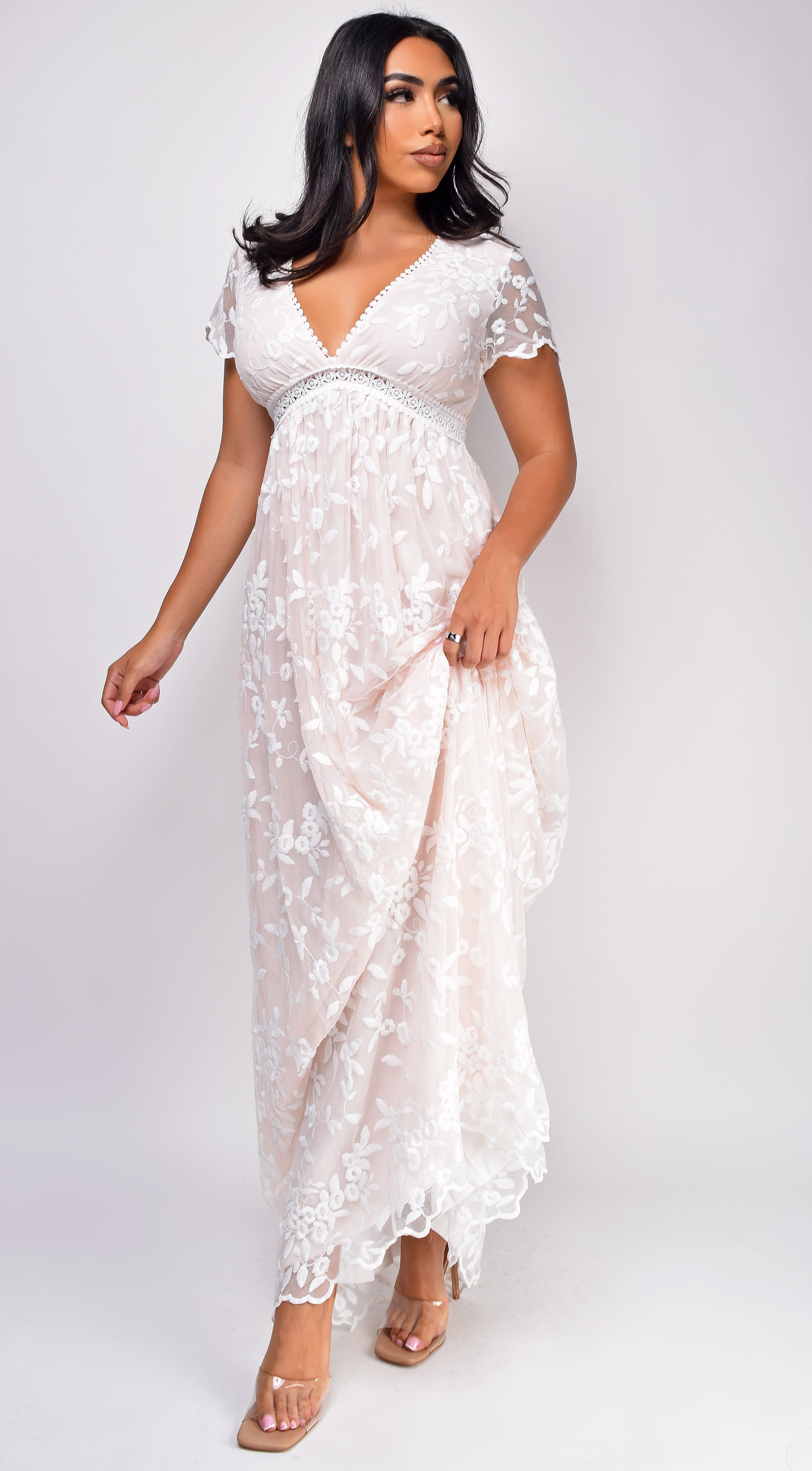 Sumaya Off White Lace Maxi Dress