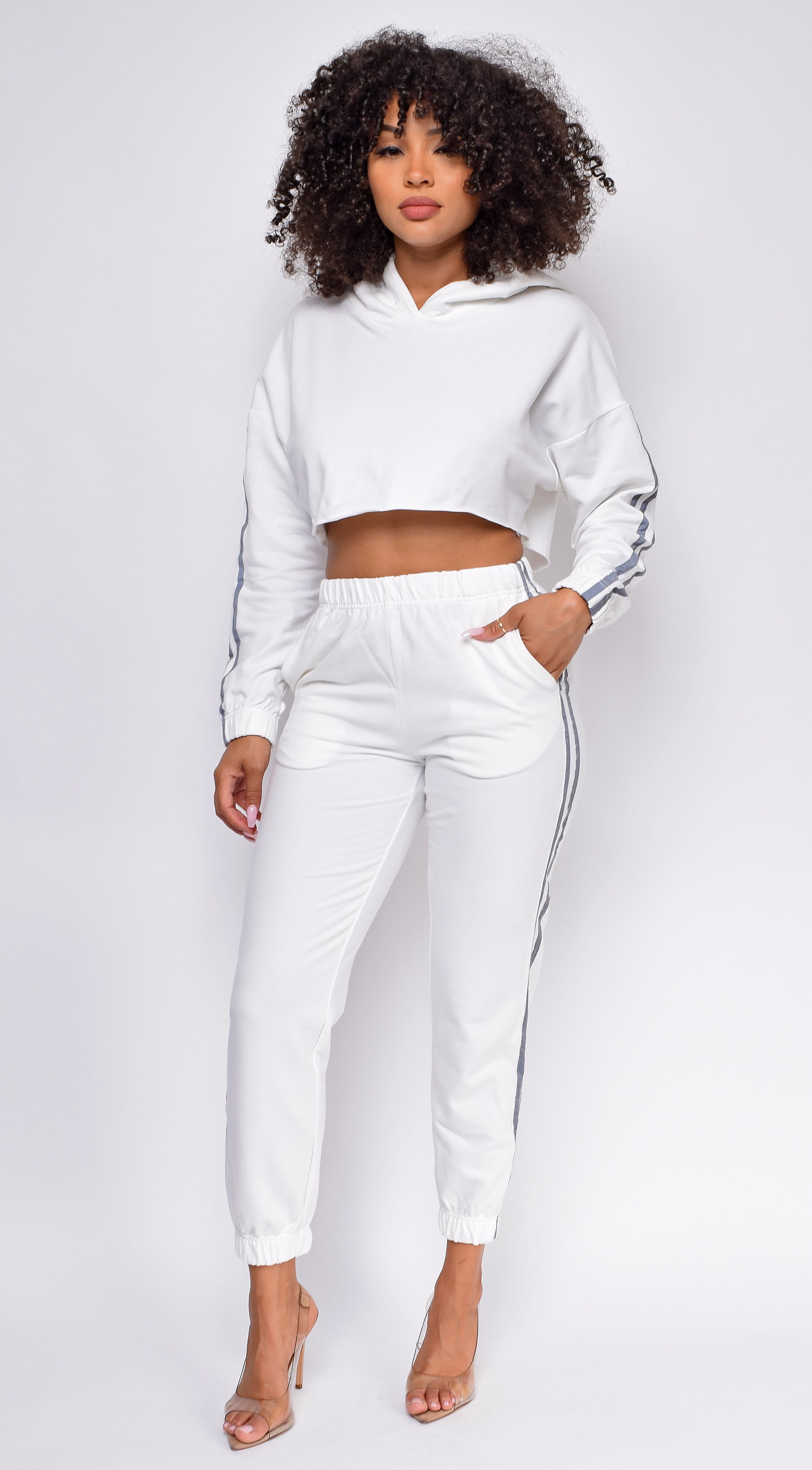 white cropped joggers