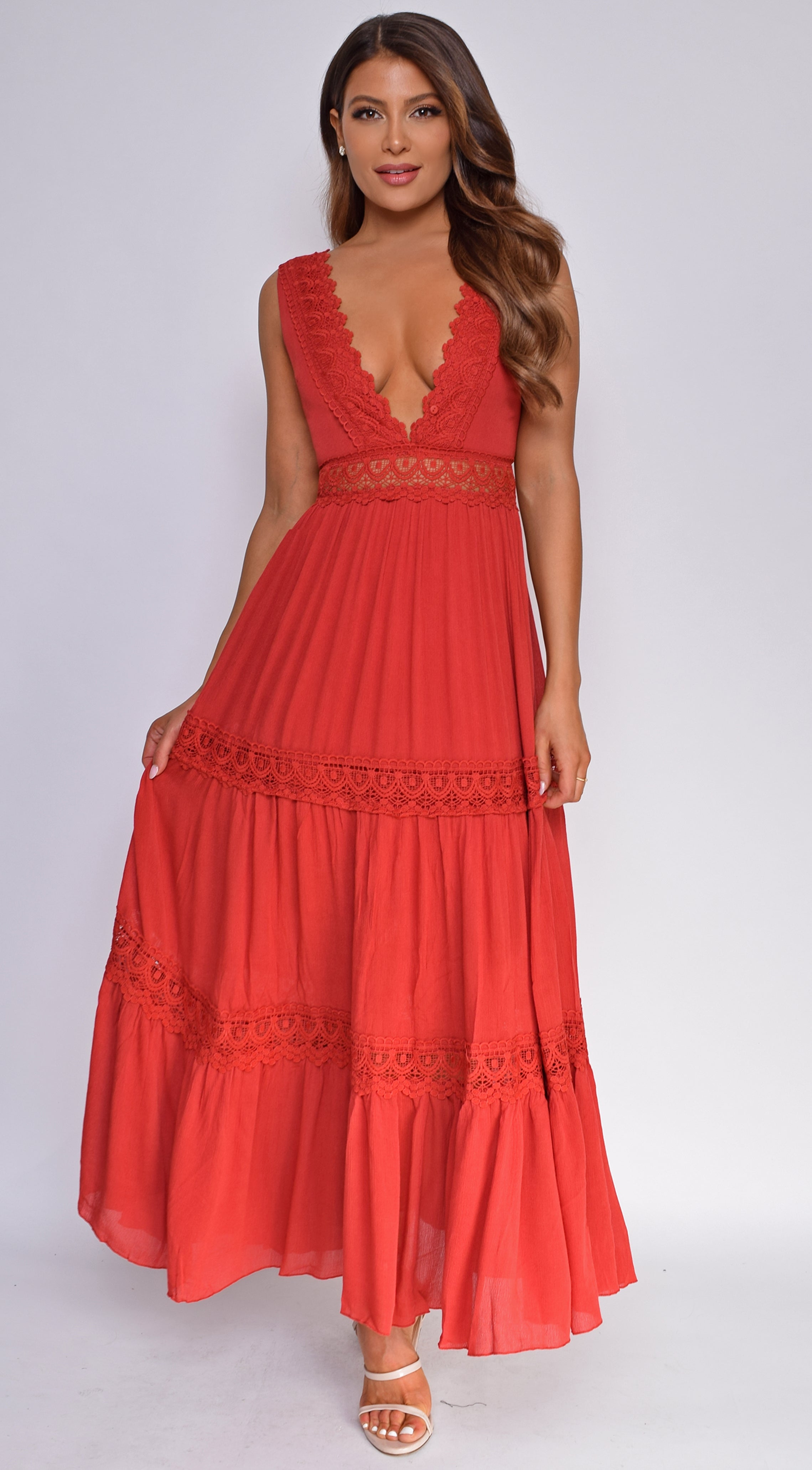 red bohemian maxi dress