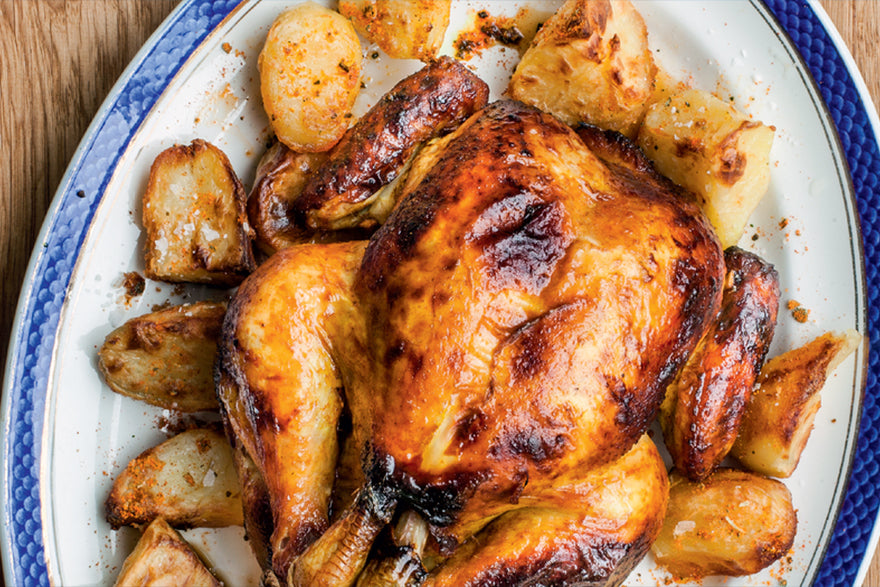 Honey roast chicken with outstanding roasties