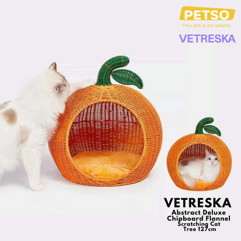 VETRESKA Tangerine Rattan Cat Bed