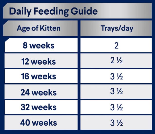 ADVANCE Chicken and Salmon Cat Food for Kittens 7x85g Feeding Guide