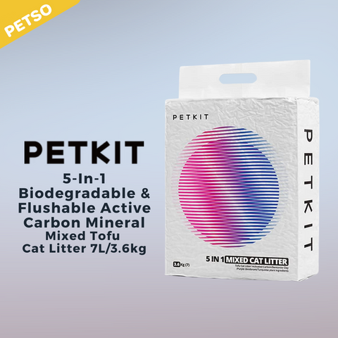 PETKIT 5-In-1 Biodegradable & Flushable Active Carbon Mineral Mixed Cat Litter