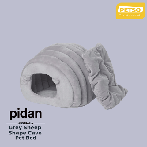 PIDAN Grey Sheep Shape Cave Pet Bed