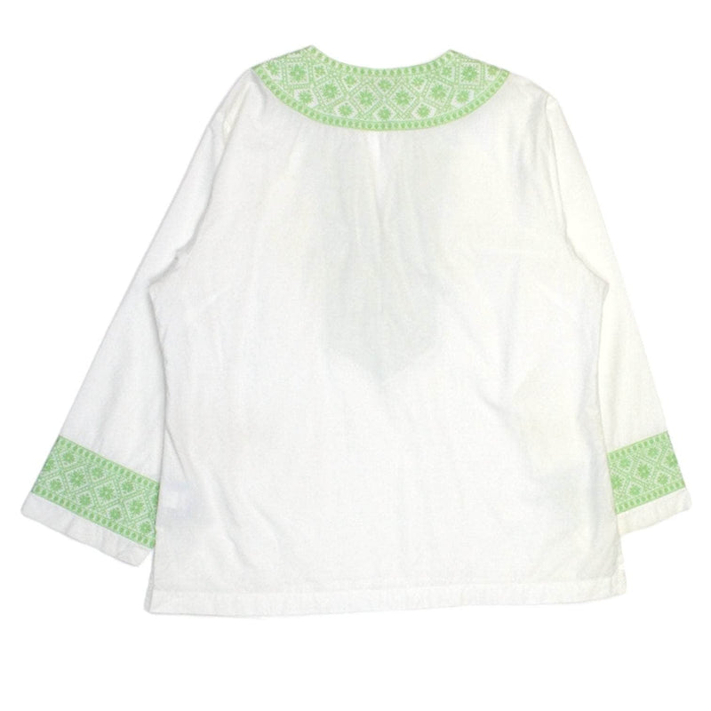 Land's End White With Green Embroidery Kaftan