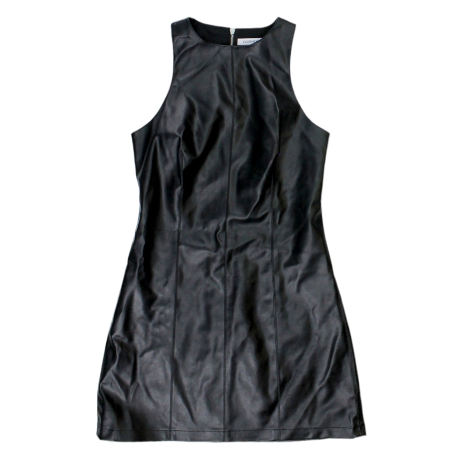 Calvin Klein Black Faux Leather Dress | Shop from Crisis Online
