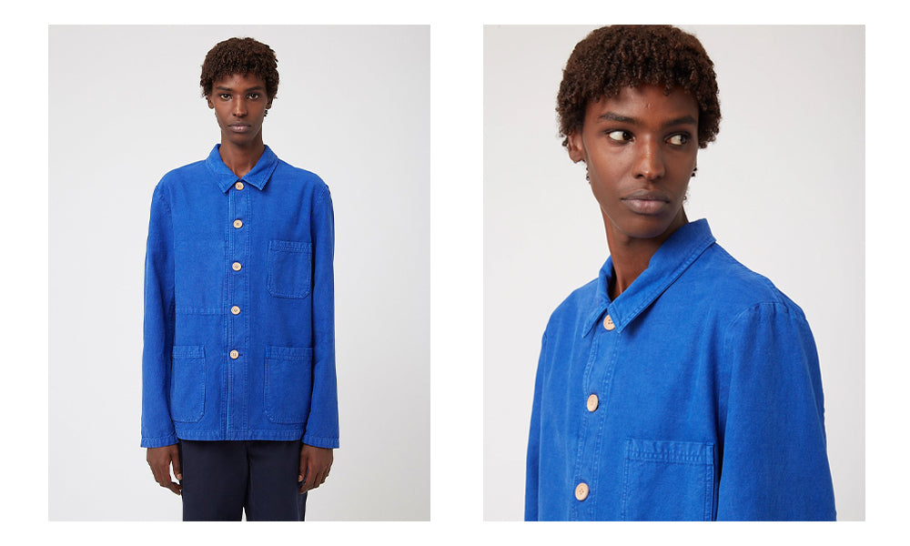 Bhode Chore Jacket (Wood Buttons) — Bugatti Blue