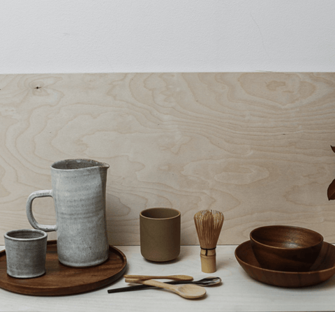 Handmade pottery matcha set and pitcher