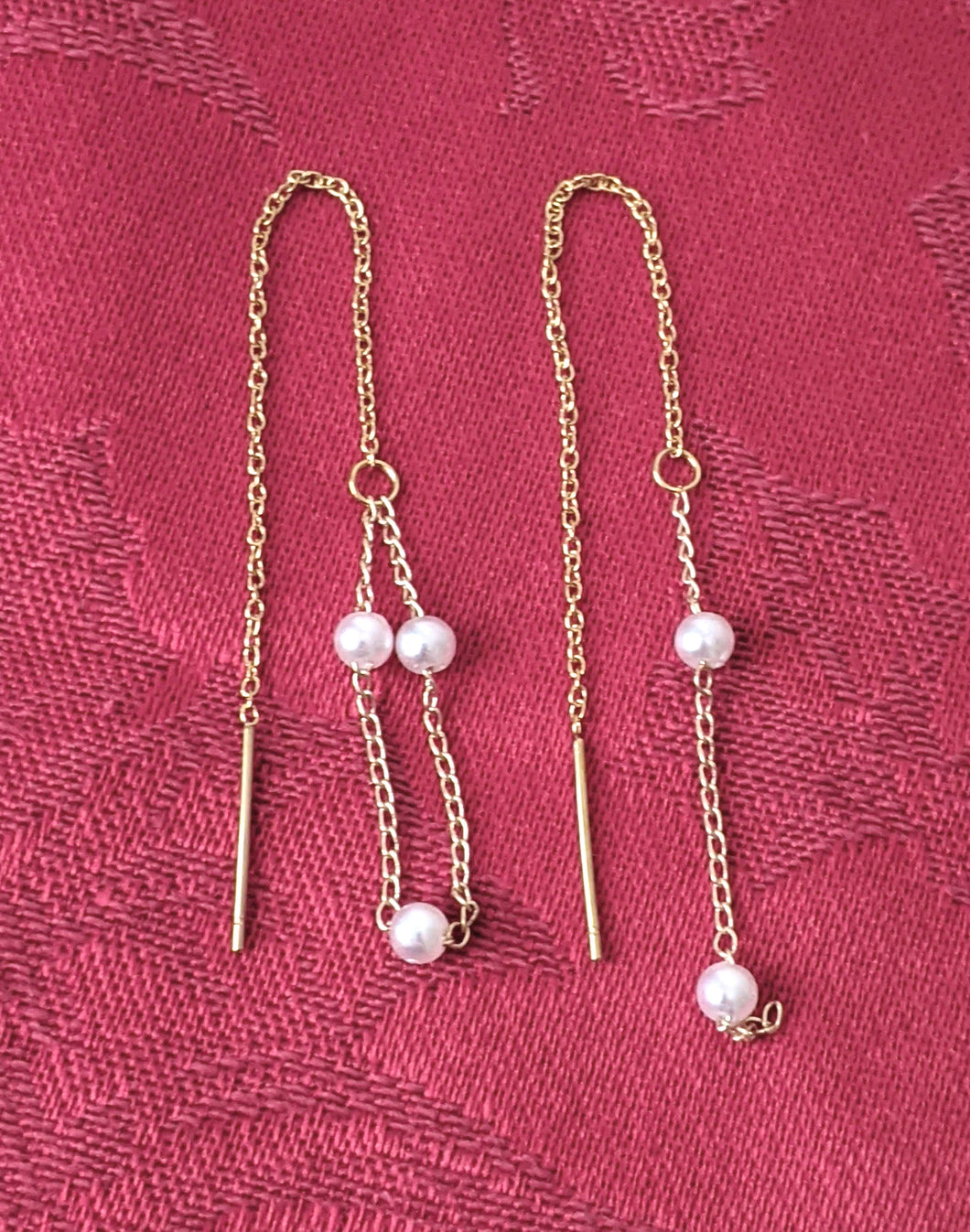 Pearl Chain Threader Earrings: Mismatched Earrings