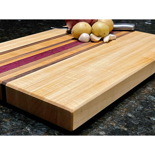 Walnut and exotic wood large cutting board – Turnip Rock Woodworks